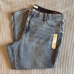 Blue Straight Leg Jeans with Faded Look